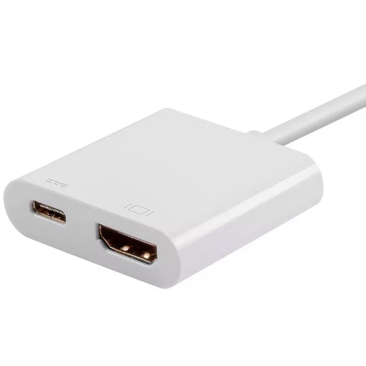 Monoprice USB-C to HDMI and USB-C (F) Dual Port Adapter, Compatible With USB-C Equipped Laptops, Such As The Apple Macbook And Google Chromebook