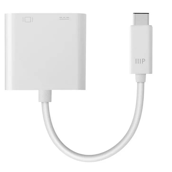 Monoprice USB-C to HDMI and USB-C (F) Dual Port Adapter, Compatible With USB-C Equipped Laptops, Such As The Apple Macbook And Google Chromebook